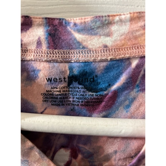 Westbound Womens Multi Color Pastel Floral Knit Short Sleeve Blouse Top XL - Picture 2 of 2